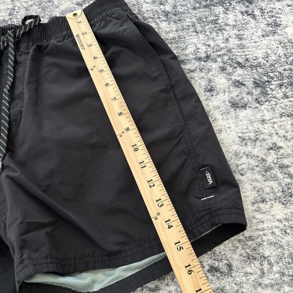 Medium Vans Relaxed Fit Drawstring Swim Trunks Boardshorts Mens Size Solid Black - Picture 6 of 10